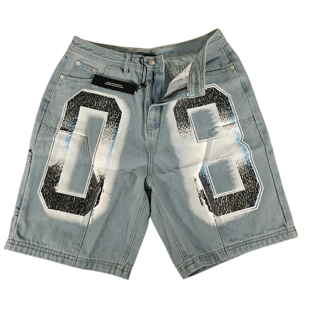 Civil Regime Denim Jean Cargo Shorts Mens 32 Blue Carpenter Workwear New